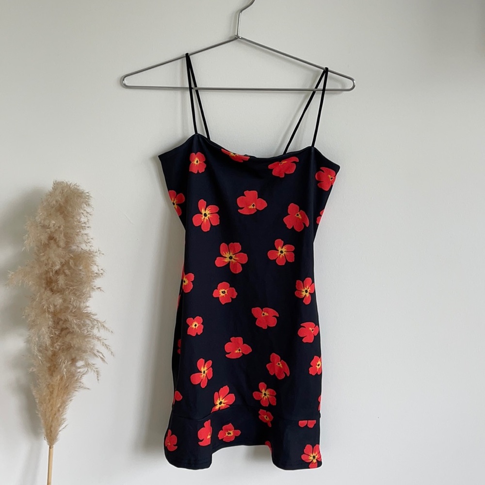 Navy Floral Missguided Mini Dress
